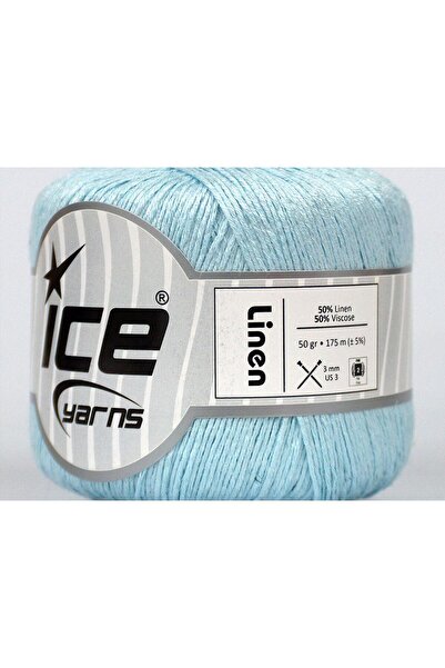 Ice yarns 6×50 جرام. قماش الكتان، فيسكوز، كتان أزرق فاتح، خيوط صيفية، كتان