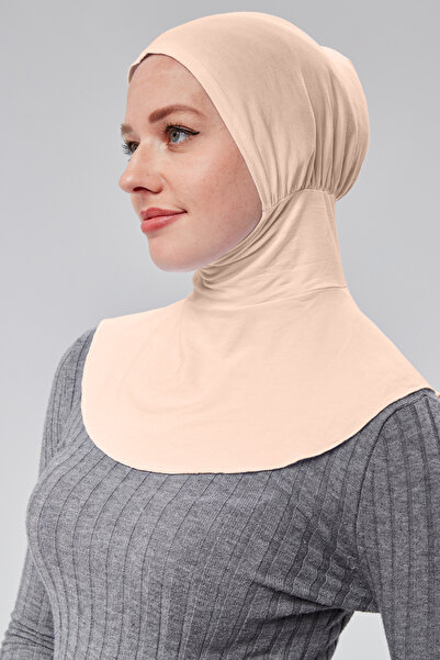 Sonbaharmoda Women's Practical Hijab with Athlete Neck Gaiter, Snap-On Bonnet, Combed Cotton Fabric S200 - Powder Pink