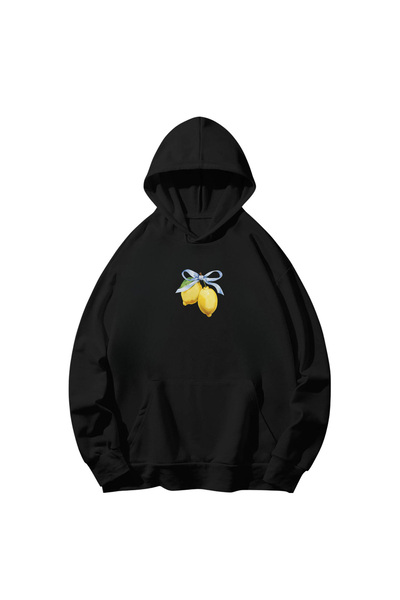 SVART WEAR Βαμβακερό μακρυμάνικο φούτερ με στάμπα λεμόνι και κουκούλα