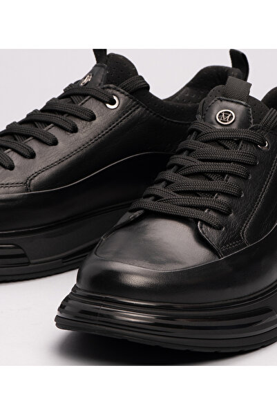 MARCOMEN Erkek Hakiki Deri Bağcıklı Sneaker Siyah