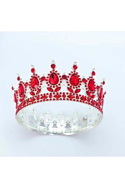 Flippy Tiara, Alloy with Crystals Hair Accessory for Birthday, Wedding, Party, 15.5 x 5.3 cm, Red