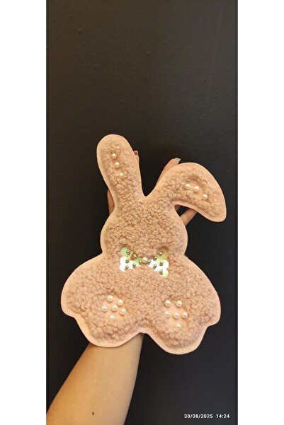 Gönülden Tasarım APLIQUĂ DE CUCIT CU RĂȘTIȚI DE PLUSHĂ CU DECOR DE IEPURE 28X20 CM