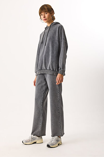 VENA Wide Leg Regular Fit Washable 100% Cotton Jogging Pants - Anthracite