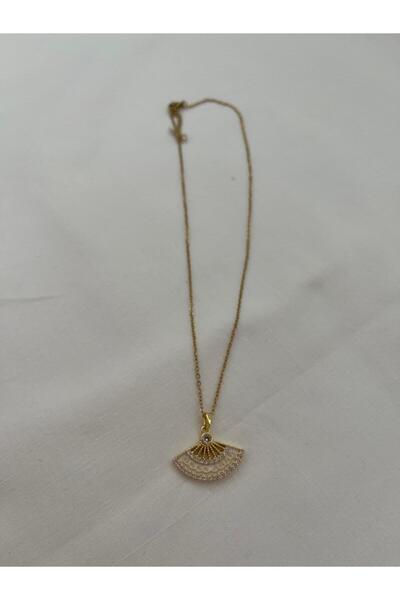 Aka collection قلادة مروحة بيضاء من الفولاذ