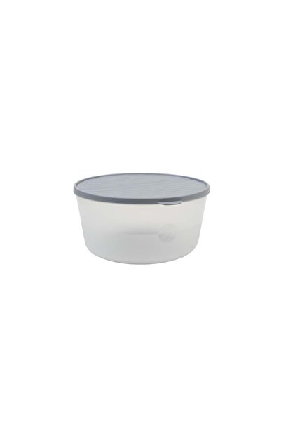 devigo Round Storage Container – with Lid – Transparent, Bpa-Free, Leak-Proof 2.2 Liters Gray