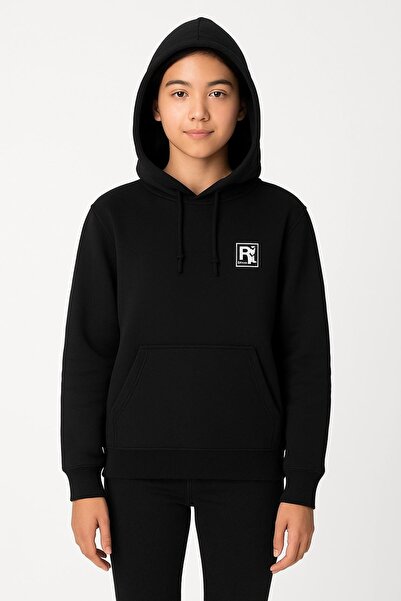 NEWKİDS Hanorac pentru fetiță cu glugă, cu imprimeu artistic, cu buzunar cangur