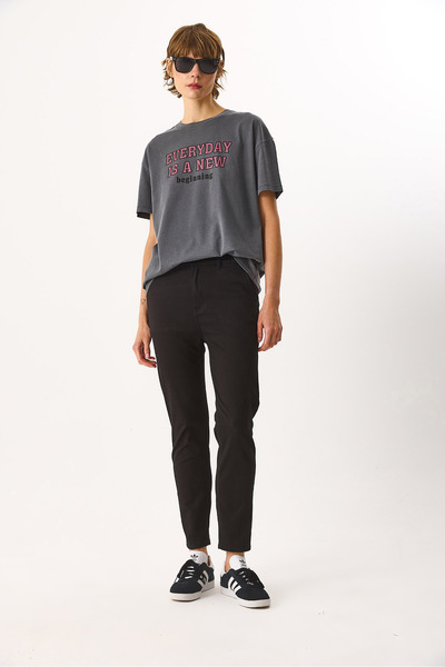 VENA Sulfur Dyed Printed 100% Cotton T-Shirt - Anthracite