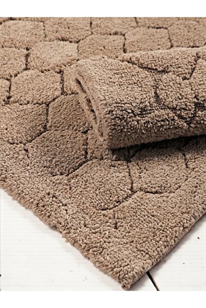 df home Σετ πατάκια μπάνιου από βαμβάκι Lumora (60x100)(50x60) Καφέ-001