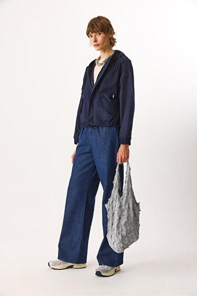 VENA Meggy Hooded Windbreaker Jacket - Navy Blue