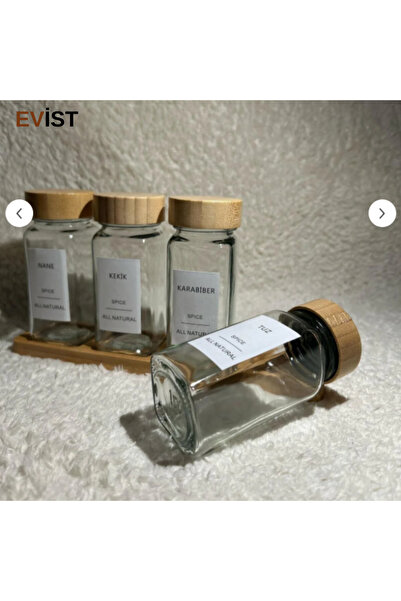 EVİST 4 Pieces - Bamboo Lided (Glass) Salt & Pepper Shakers & Spice Container...
