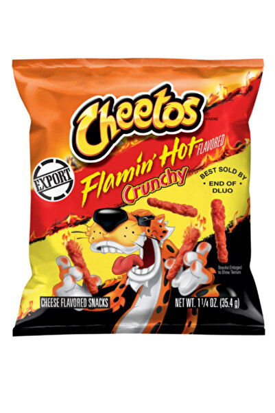 Cheetos Crunchy Flaming Hot Cheese Flavored Snack, Made with Real Cheese (35g) - Export x 12
