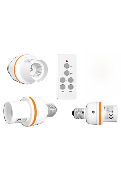 OEM Set 3 Smart E27 Sockets with Remote Control, 60W, 220-240V, Range 30m, 433.92 MHz, Included Battery,