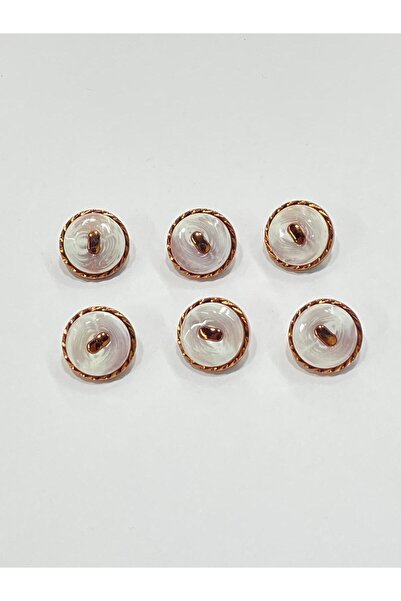 karantuhafiye Χάλκινο Μεταλλικό Γυαλιστερό Πλαστικό Κουμπί / 1,8 cm / 6 τμχ / m03104 / Λευκό