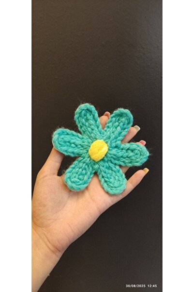 Gönülden Tasarım TRICOȚIȚI ȚESUȚI FLOREȚE APPLIQUE DE CUCIT 12X12 CM TURCOAZ