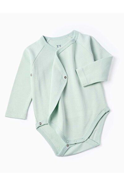 Ziddy Pack of 4 Cotton Wrapover Bodysuits for Baby Girls 'Flowers', White/Green/Pink