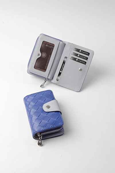 CENGİZ PAKEL Cengiz Pakel Small Size Patterned Women's Wallet/Portfolio - 65304 - Parlement/Ice Blue
