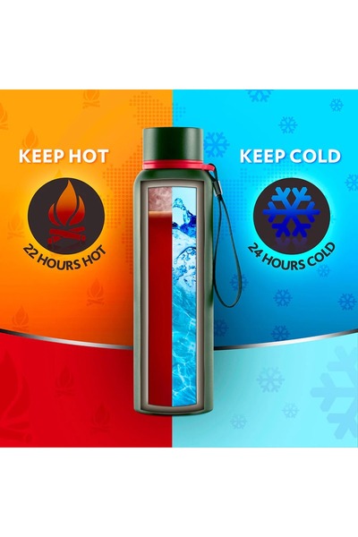 Borosil Stainless Steel Vacuum Insulated Water Bottle Green, 850ml