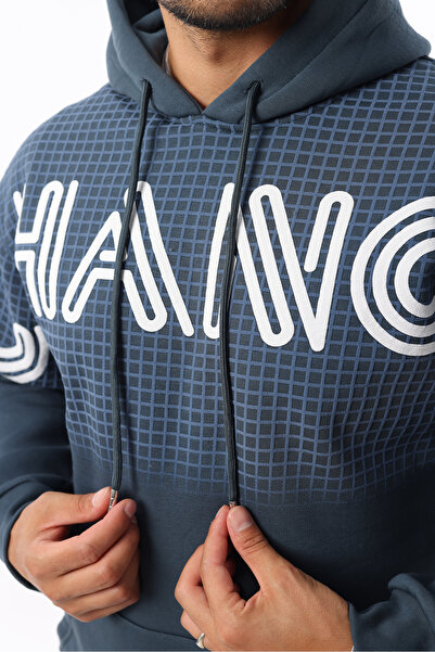 Rodrigo Ανδρικό φούτερ με στάμπα με μισό μέγεθος, βαμβακερό, μαλακό εσωτερικό φλις, με κουκούλα και τσέπη καγκουρό