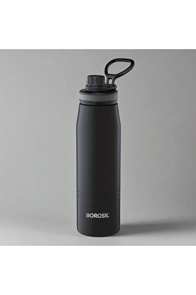 Borosil Stainless Steel Vacuum Insulated Water Bottle Black, 900ml