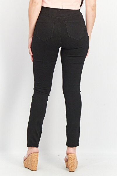 Noisy May Women Regular Fit Plain Stretchable Denim Jeans, Black