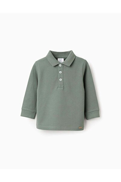 Ziddy Long Sleeve Cotton Polo-shirt for Baby Boys, Green