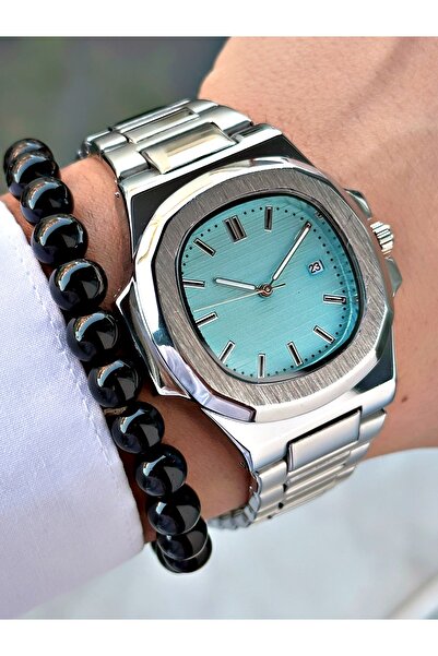 Tisaati Special Design Eşref Single Watch Model Metal Band Men's Wristwatch with Calendar - Gift Bracelet