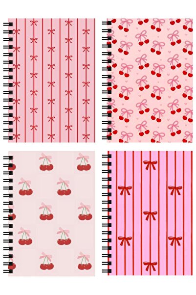 Minnoş مجموعة من 80 ورقة مكونة من 4 دفاتر - دفتر مدرسي، دفاتر مفهومية حلزونية - دفتر ملاحظات