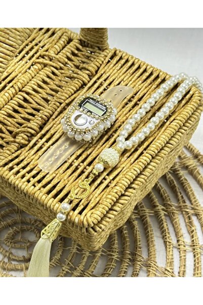 DOĞALYA Zikrmatik Set with Pearl Prayer Beads and Stones, Gift for Mevlüt, Quran, Umrah and Hajj