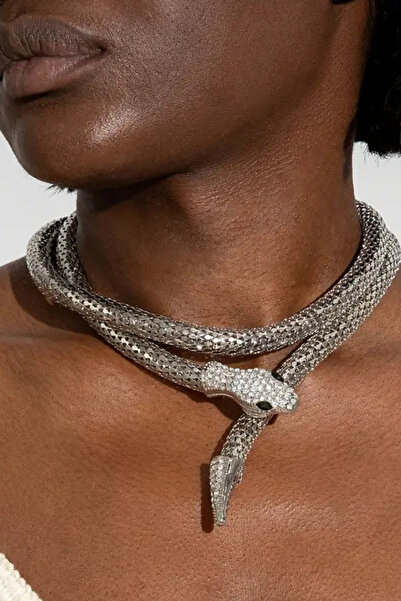 Trade Bazaar Taşlı Yılan Kolye – Punk & Hip-Hop Tarzı, Unisex Sokak Modası Takı