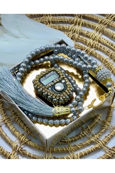 DOĞALYA Zikrmatik Set with Pearl Prayer Beads and Stones, Gift for Mevlüt, Quran, Umrah and Hajj