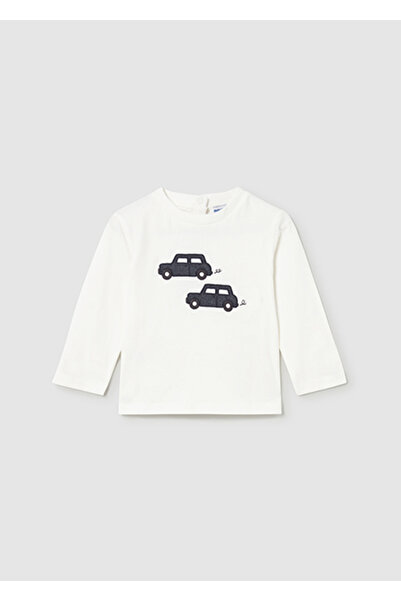 MAYORAL Cream Car Embroidered Baby Boy Long Sleeve T-Shirt 2072