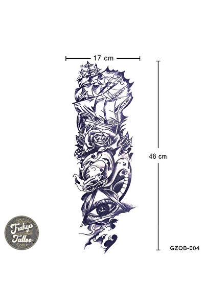 Trakya Tattoo 1 Ay Kalıcı Dövme Geçici Tam Kol Gemici Dövme GZQB-004