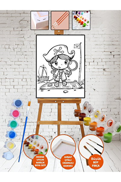Elittablo Kanvas Korsan Tablo Boyama 25x35 Tuval Boya Seti Çocuk Hobi