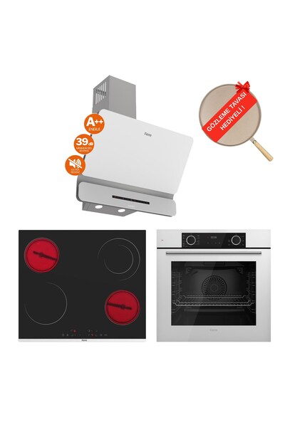 Ferre FryArt&FlowArt Trivona Sessiz Davlumbaz Elektrikli Beyaz Ank. Set (D081...