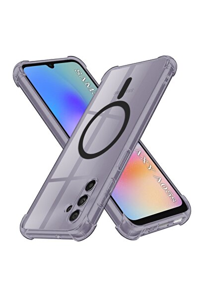 SKYDDAR INNOVATION Θήκη για Samsung Galaxy A05s, Αντικραδασμική θήκη σιλικόνης MagSafe, σετ αυτοκόλλητων, Smoke