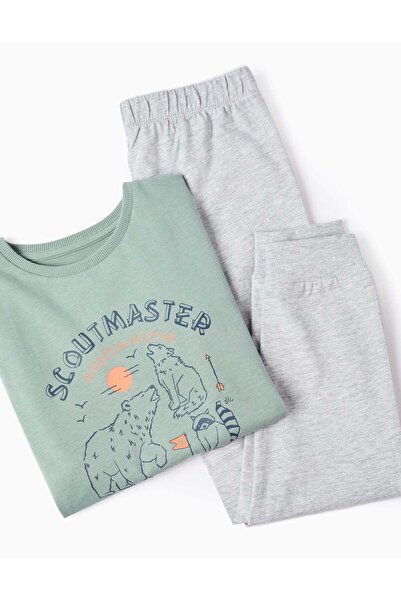 Ziddy Cotton Pyjama for Boys 'Scouts', Grey/Green