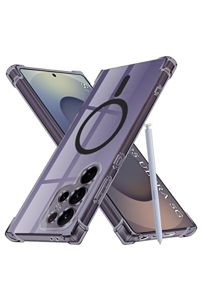 SKYDDAR INNOVATION Carcasă pentru Samsung Galaxy S25 Ultra, carcasă din silicon MagSafe rezistentă la șocuri, set de autocolante, fumuriu