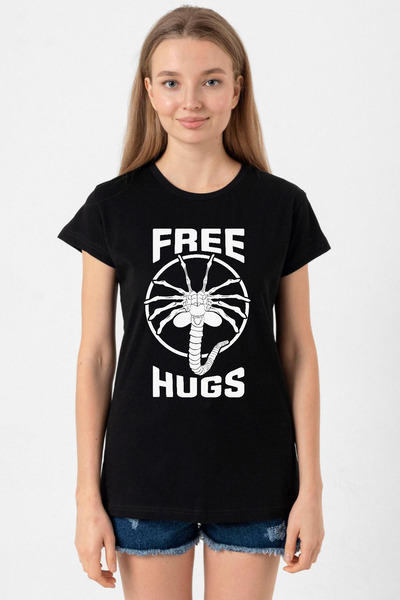 Tshirthane Free Facehugger Hugs Black Women's Tshirt