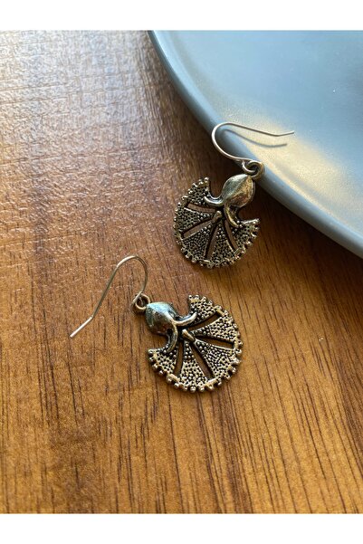 dela otantik Carnation Themed Bronze Color Authentic Dangle Earrings |   Handmade Vintage Bohemian Ethnic Bijoux Jewelry