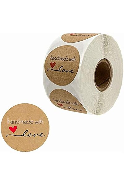 Wownect Brown Kraft Paper Labels Stickers Handmade With Love [1 inch Sticker]...