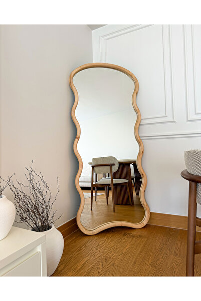 EFFE YAPI DEKOR DOĞAL AHŞAP ÇERÇEVELİ BULUT MODEL 180X80 CM ( NATUREL ) AYAKLI BOY AYNASI