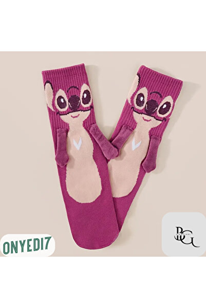 BGSignature Mıknatıslı Stitch Çorap – Koyu Pembe | Eğlenceli & Konforlu