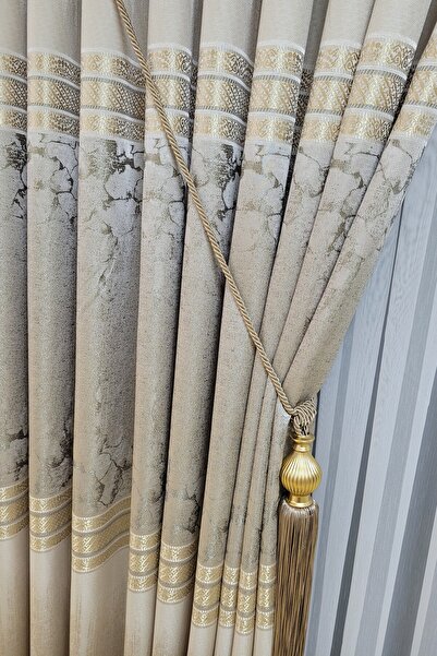 Cem al Tekstil FON PERDE Sık Pile Pano Fon Jakarlı Lüks Kumaş