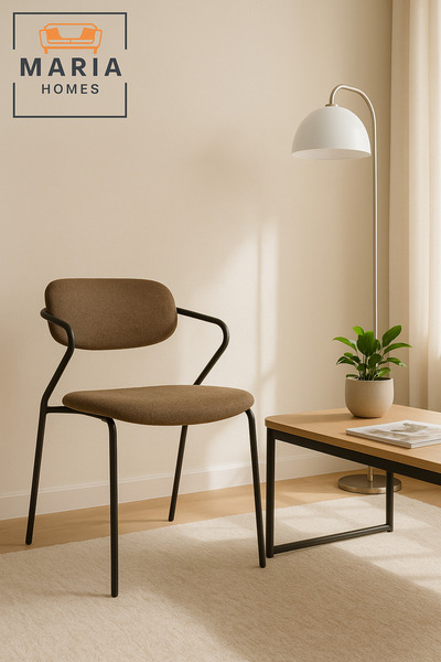 MARIA HOMES كرسي طعام رمادي - مقعد عصري بسيط للمنزل والمكتب والمقهى