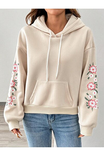 Deocept Γυναικείο φούτερ με στάμπα σε μαύρο κόκκινο πεταλούδα