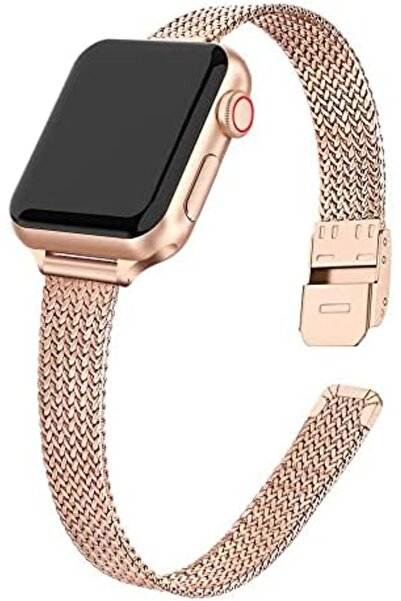 O Ozone ساعة أبل ٤١ مم / ٤٠ مم / ٣٨ مم | سوار معدني رفيع | ذهبي وردي