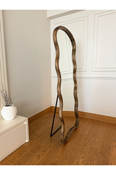 EFFE YAPI DEKOR DOĞAL AHŞAP ÇERÇEVELİ BULUT MODEL 180X80 CM ( CEVİZ ) AYAKLI BOY AYNASI