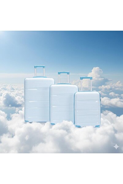 Laguna %100 Silikon PP Kırılmaz Gökyüzü Mavisi SKY BLUE 3'Lü Valiz & Bavul Seti