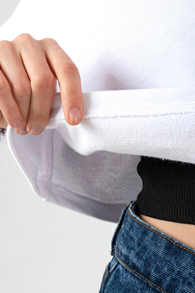 Tshirthane Ahyeon Babymonster Est White Optical Women's Crop Hoodie