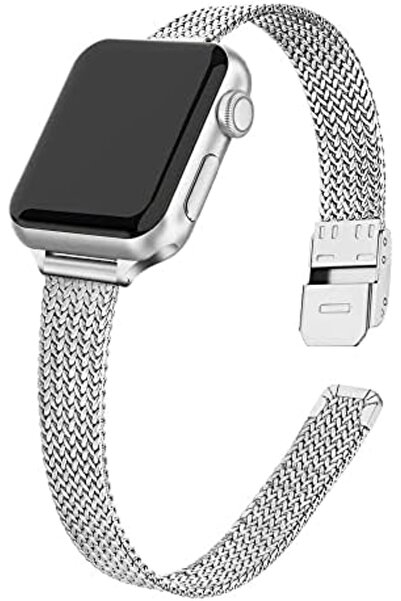 O Ozone ساعة أبل ٤١ مم / ٤٠ مم / ٣٨ مم | سوار معدني رفيع | فضي